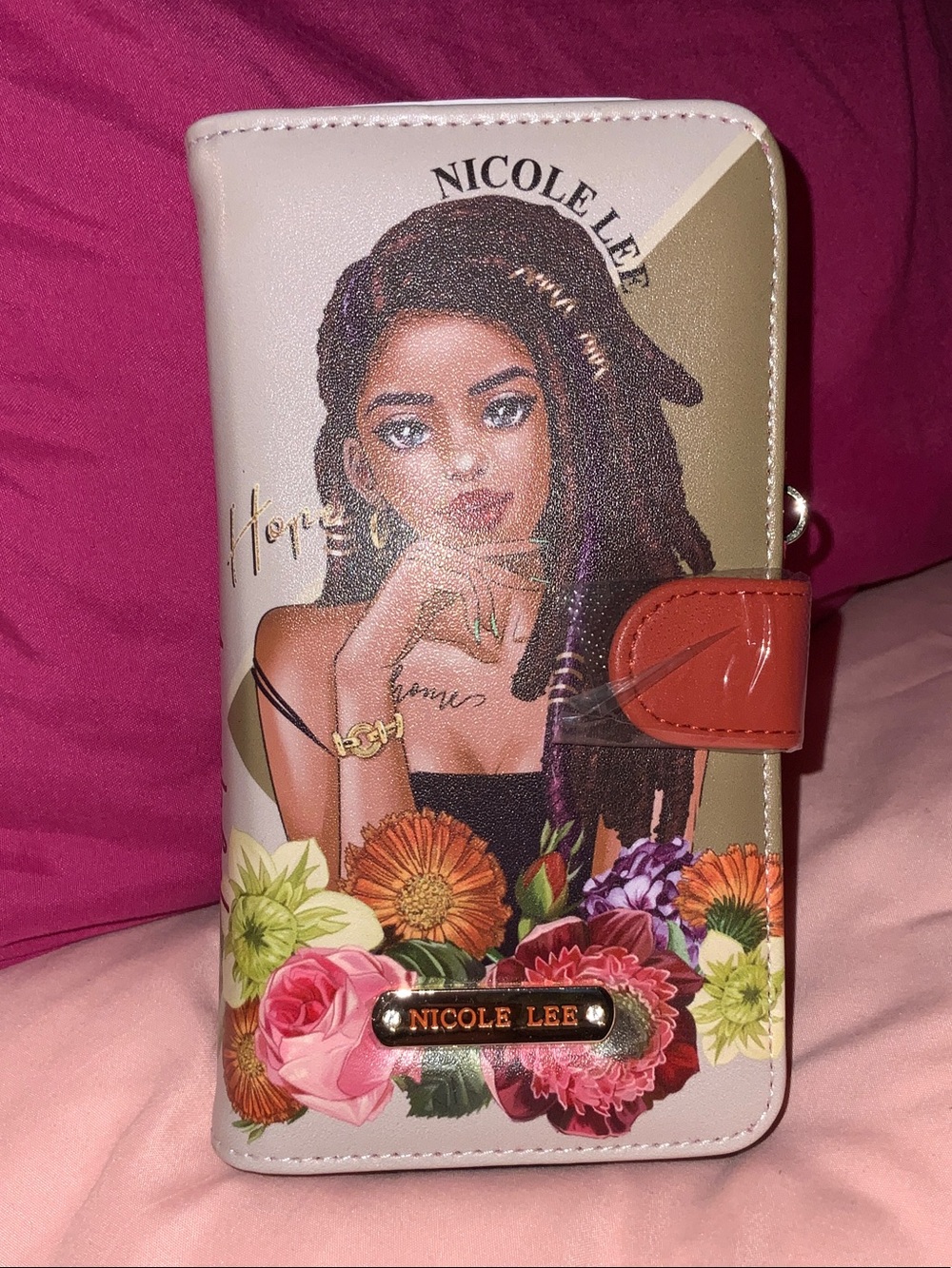 Nicole Lee Illustrated Portrait Phone Case - Pink, Tan & Orange Floral